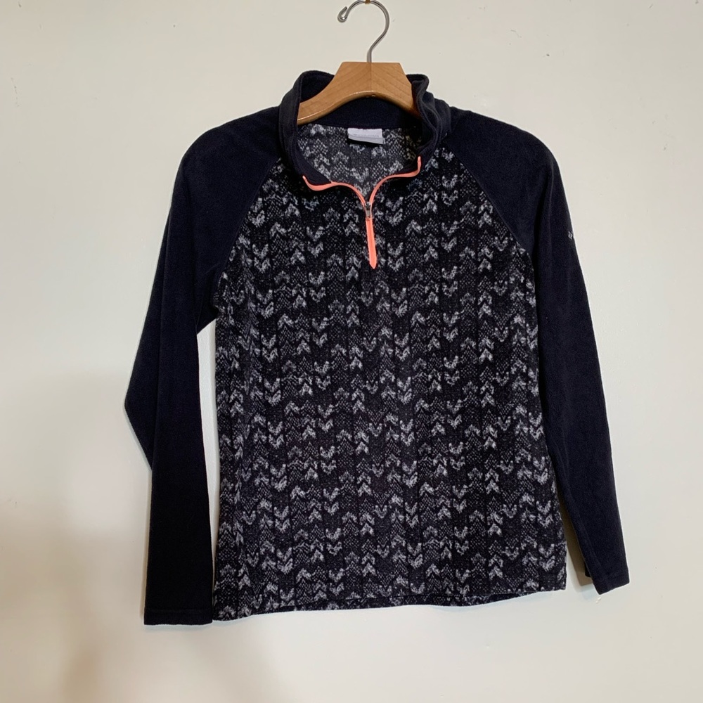 Columbia Glacial Fleece Print Pullover Black Snowflake ¼ Zip Size Large (14/16)